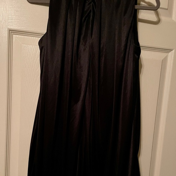 🔴🔴Connected Apparel Little Black Dress Shiny Mid Midi Knee Length - Picture 8 of 9